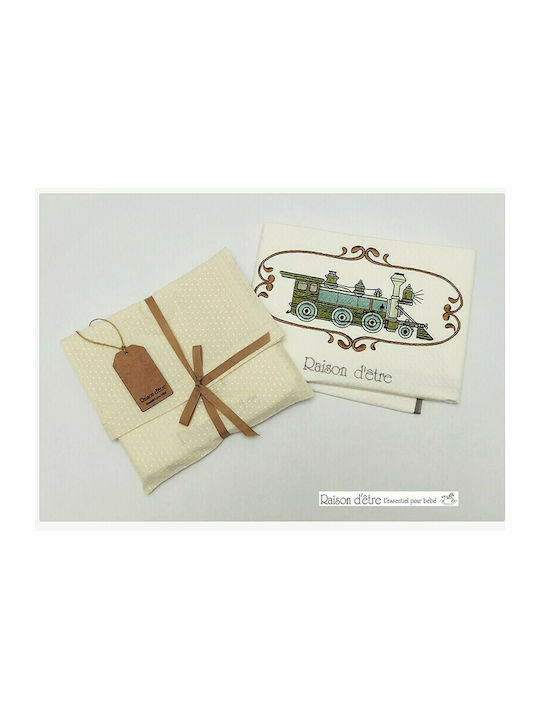 Raison D' Etre Blanket Nursery Swaddling Blankets Choo Choo Train Waffle White 80x90cm