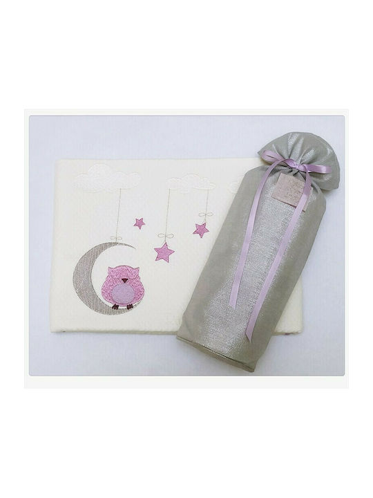 Raison D' Etre Blanket Cot Dreamy Owl Waffle Lilac 120x160cm