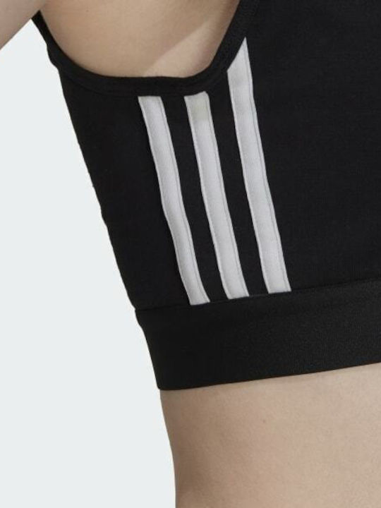 Essentials 3 Stripes Γυναικείο Αθλητικό Μπουστάκι Μαύρο με Επένδυση & Αφαιρούμενη Ενίσχυση