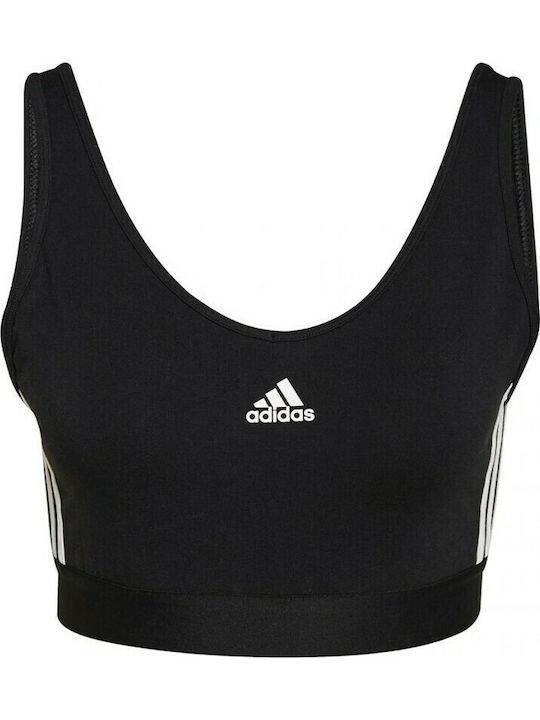 Essentials 3 Stripes Γυναικείο Αθλητικό Μπουστάκι Μαύρο με Επένδυση & Αφαιρούμενη Ενίσχυση