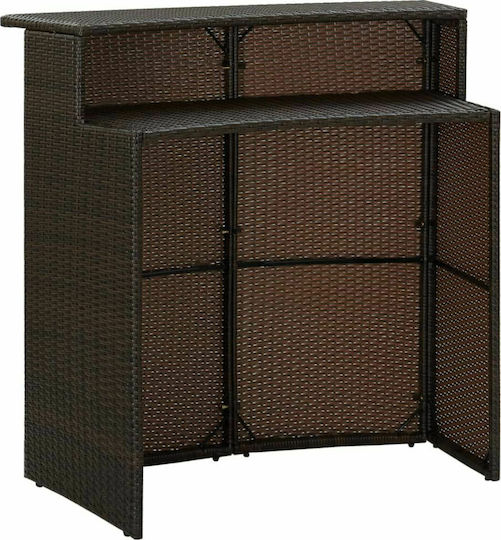 Outdoor Bar Free Standing Rattan Table Brown 120x55x110cm