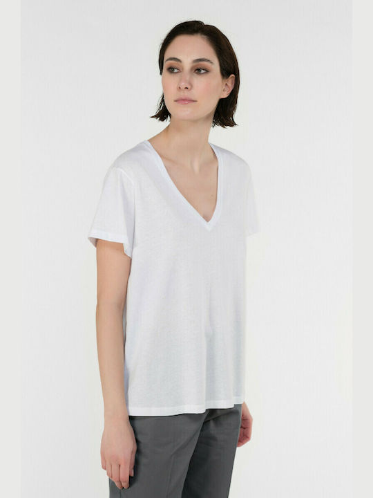 Philosophy Wear BL1762 Women's T-shirt with V Neck White bl1762