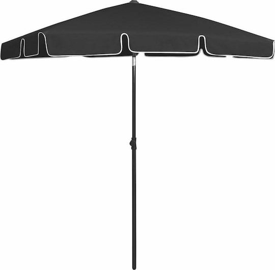 vidaXL Folding Beach Umbrella Diameter 1.8m with UV Protection Black