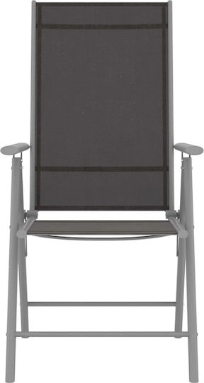 vidaXL Stuhl Strand Aluminium Schwarz Set 4Stück