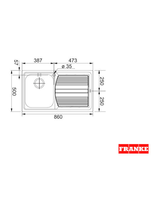 Franke Logica LLL 611 3011663532 Left Drop-In Sink Inox Matte W86xD50cm Silver