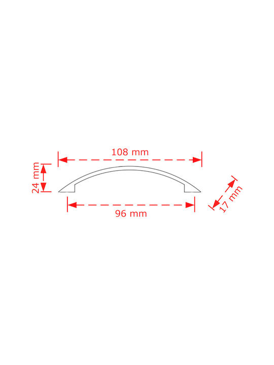 Viobrass Metallic Furniture Handle 157 Νίκελ Ματ 108mm (Hole Centers 96mm) 157/96