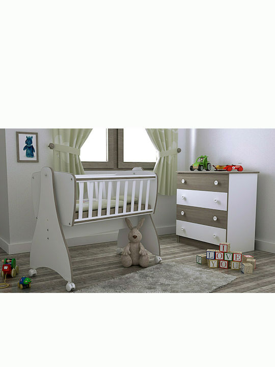 Lorelli Cradle First Dreams with Side Opening and Wheels White Coffee