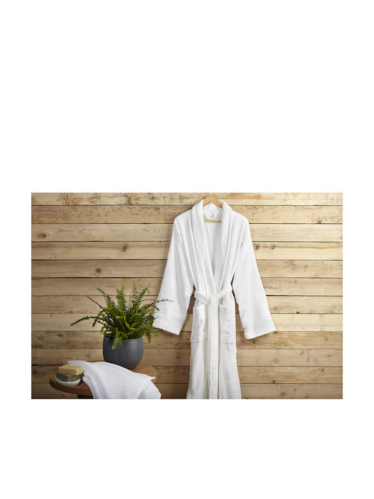 Aigaion Nua Cotton Halat de baie cu Guler Alb 320gr/m² Aigaion Nua Cotton Halat de baie cu Guler Alb 320gr/m²