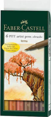 Faber-Castell Pitt Artist Μαρκαδόροι Σχεδίου Πολύχρωμοι 6τμχ