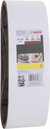 Bosch Sanding Belt 75x533mm Set 9pcs