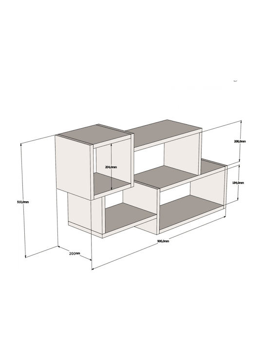 Shelf Wall Tanner White / Walnut 90.6x20x51cm