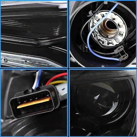 Front Lights Led for Mitsubishi Lancer DRL Led Tube & Dynamic Turn Signal Black/Chrome H7 Manual VLAND 07-17 2pcs