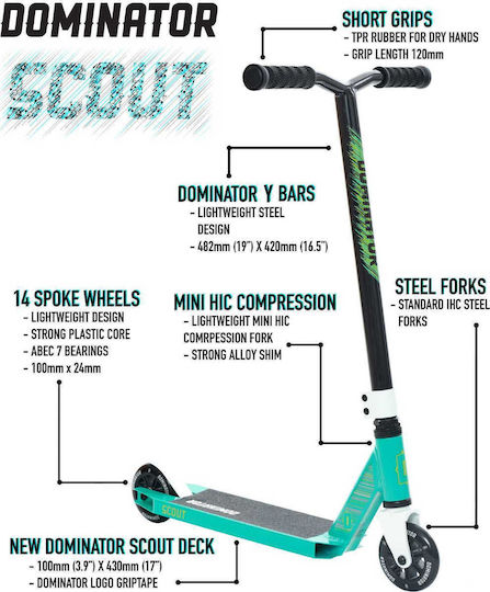 Dominator τεπικό Scuter Copii Scout 2 Roti Freestyle Culoare Turcoaz
