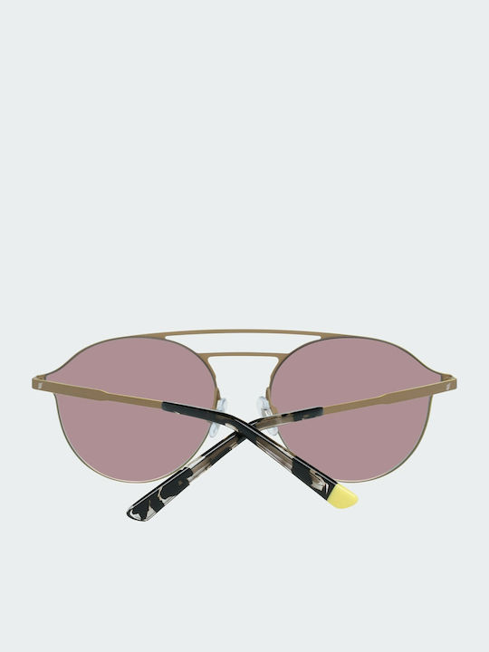 Web Unisex Sonnenbrille mit Gold Metall Gestell und Rosa Spiegel Linse
