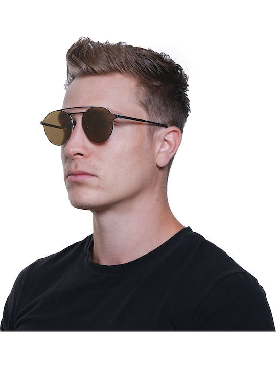 Web Unisex Sunglasses with Black Metal Frame and Gold Mirror Lens WE0249 02G