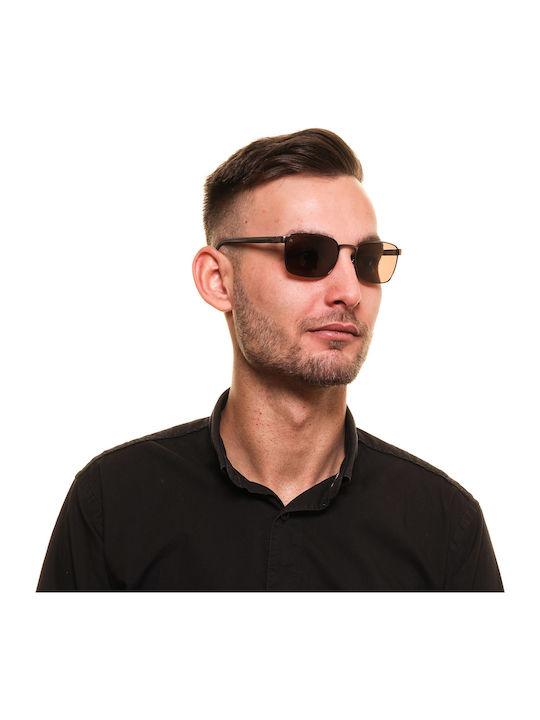 Men's Sunglasses with Brown Metal Frame and Brown Lenses