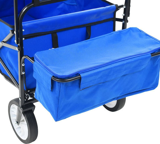vidaXL Transport Trolley Folding Blue Steel Folding Blue Steel Foldable for Weight Load up to 75kg Blue