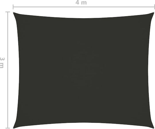 vidaXL Rectangular Shade Sail Gray With Hoop & with PU Coating 3x4m Rectangle made of Oxford fabric