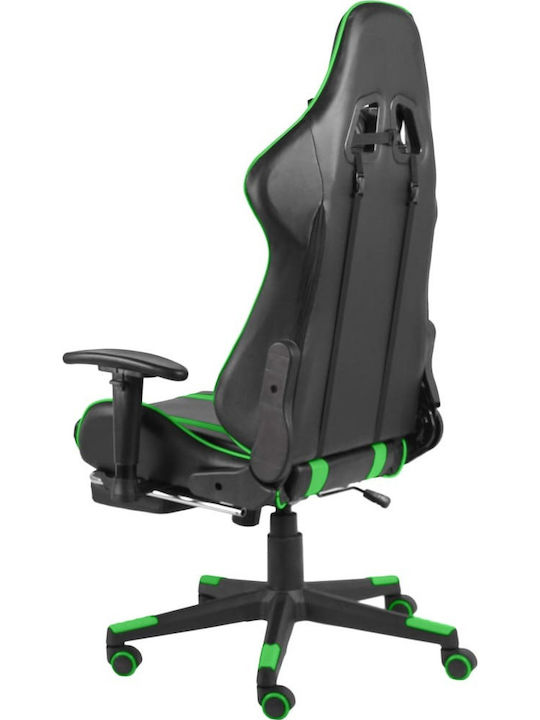 vidaXL 20486 Καρέκλα Gaming Δερματίνης με Ρυθμιζόμενα Μπράτσα και Υποπόδιο Πράσινη