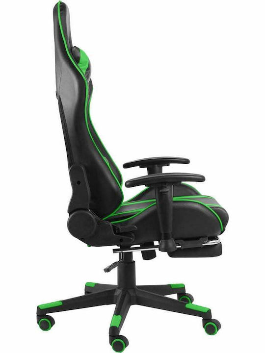 vidaXL 20486 Καρέκλα Gaming Δερματίνης με Ρυθμιζόμενα Μπράτσα και Υποπόδιο Πράσινη