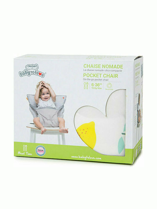 Baby to Love Portable Fabric Booster Seat for Chair Stars Happy Lemon