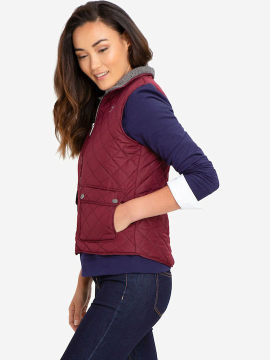Short Women's Sleeveless Jacket for Spring - Autumn Burgundy
