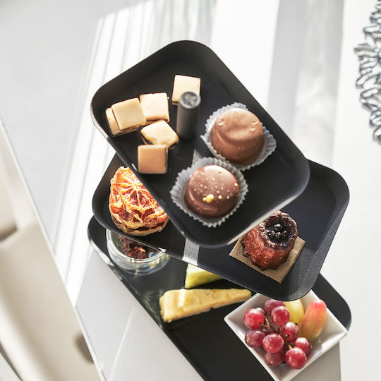 Yamazaki Metallic Dessert Tower Stand with 3 Tiers Black 24.7x15.7x25.7cm