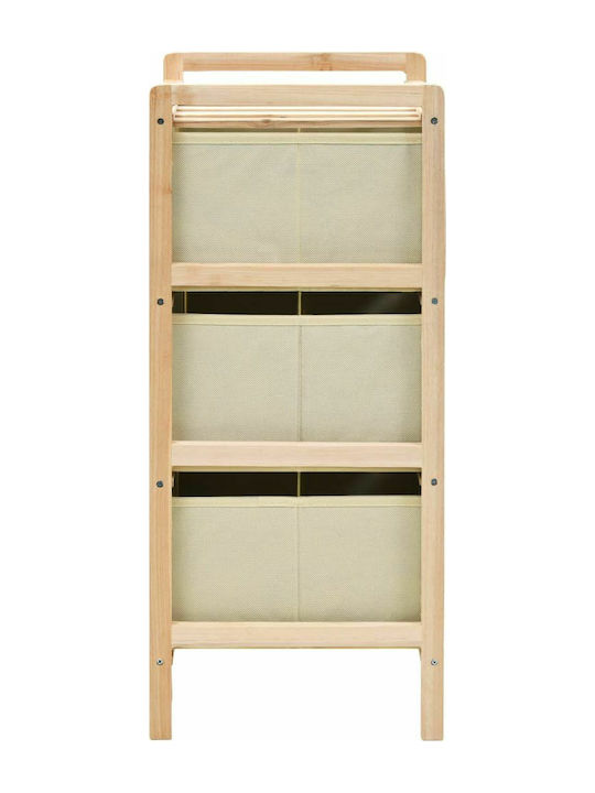 Drawers Storage Made of Wood & Fabric with 2 Drawers Beige L32xW26xH60cm