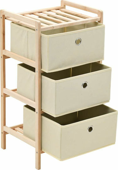 Drawers Storage Made of Wood & Fabric with 2 Drawers Beige L32xW26xH60cm