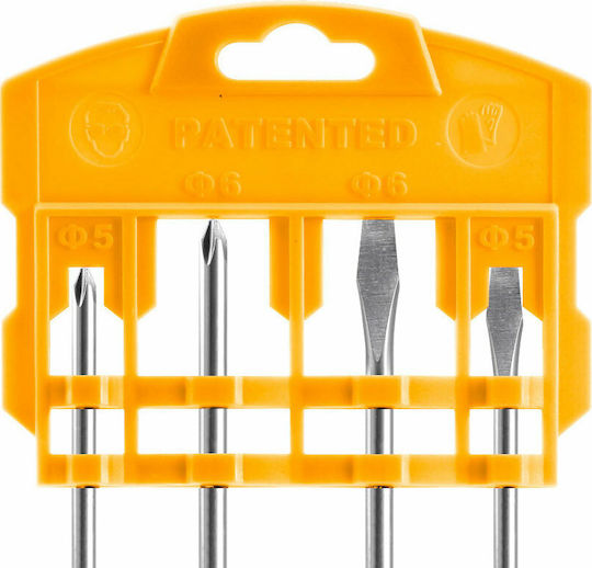 Ingco Set 4 Magnetic Screwdrivers with 4 Interchangeable Tips