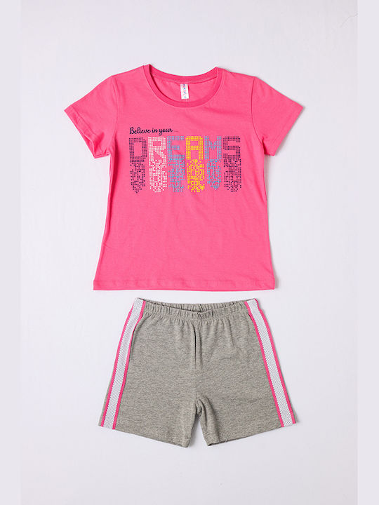 Dreams by Joyce Set Top & Bottom Kids Summer Pyjamas Fuchsia