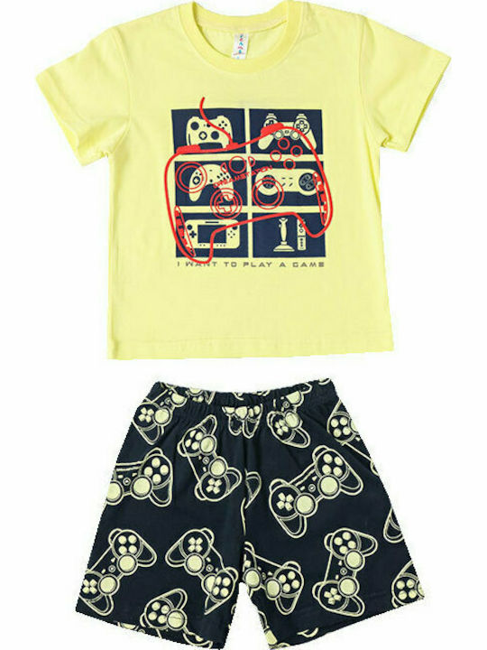 Dreams by Joyce Set Top & Bottom Kids Summer Pyjamas Yellow