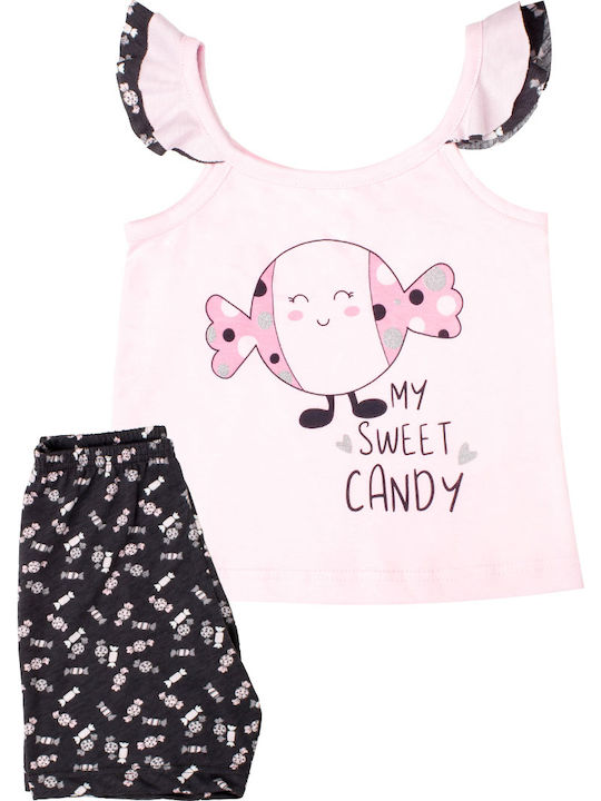 Minerva Set Top & Bottom Kids Summer Cotton Pyjamas Pink