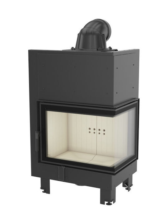 Kratki MBZ P BS Wood Fireplace Insert Fan Heater with Right Corner Window 13kW Black