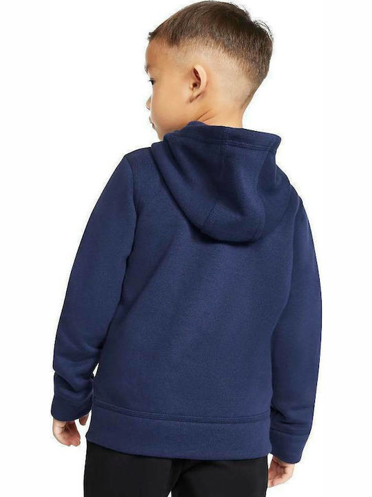 Nike Αθλητική Παιδική Ζακέτα Φούτερ Fleece με Κουκούλα για Αγόρι Μπλε