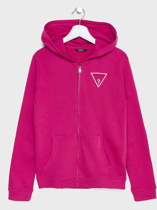 Guess Girls Hooded Sweatshirt with Zipper Pink