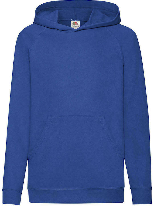 Fruit of the Loom Fleece Kinder Sweatshirt mit Kapuze und Taschen Blau