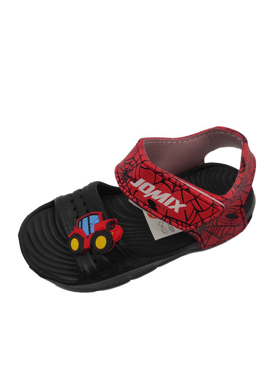 Children's Beach Shoes Black Red Tractor