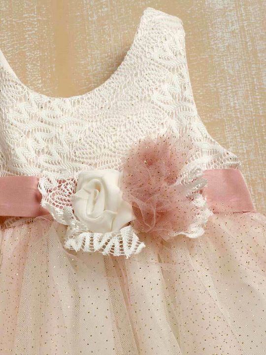 Lollipop Celebrations Rosa Taufset Kleidung mit Haar-Accessoires , Kleid & Strickjacke aus Tüll 3Stück