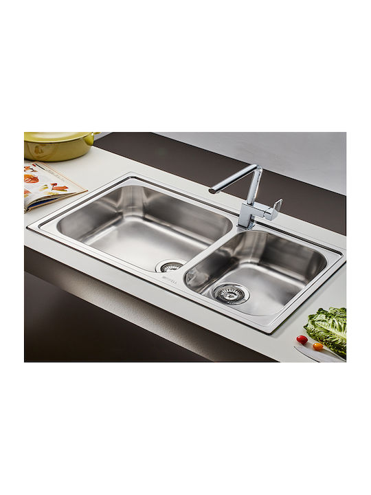 Apell Linear 8520 8520-112 Drop-In Sink Left Inox Matte W86xD50cm Silver