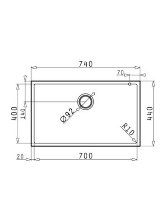 Pyramis Tetragon 1B 070068811 Undermount Sink Synthetic Granite W70xD40cm Iron Grey