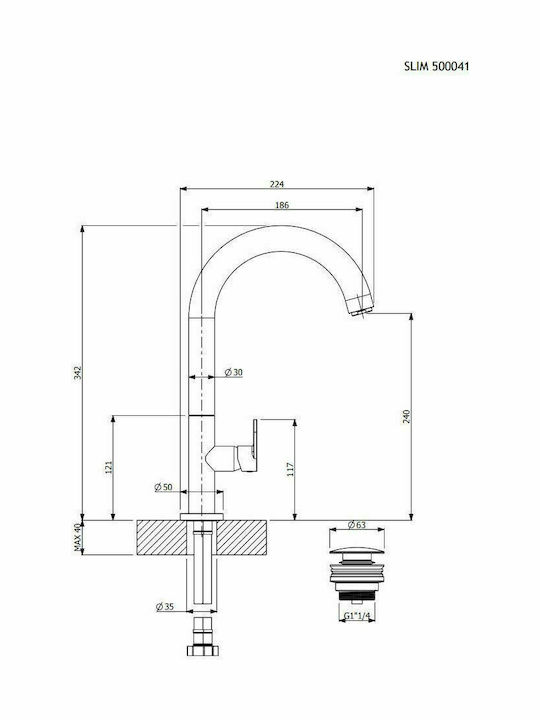 Armando Vicario Slim Mixing Tall Sink Faucet Natural Brass