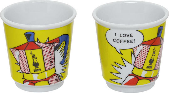 Bialetti Mini Express Set Lichtenstein Μπρίκι Espresso 2cups Κίτρινο