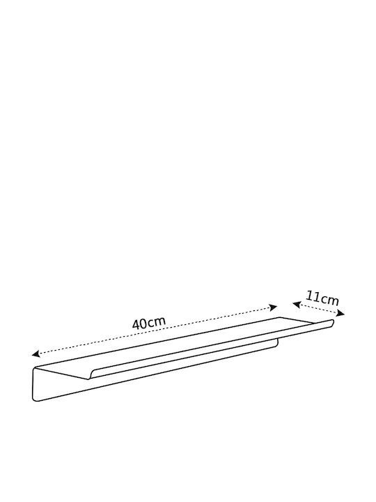 Ravenna Tokyo Wall Mounted Bathroom Shelf Inox with 1 Shelf 40x11.5x6cm Black