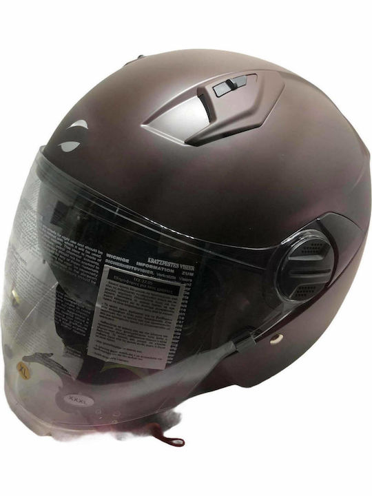 Zeus ZS-213 Matt Brown Motorradhelm Jet 1050gr mit Sonnenblende 28605471