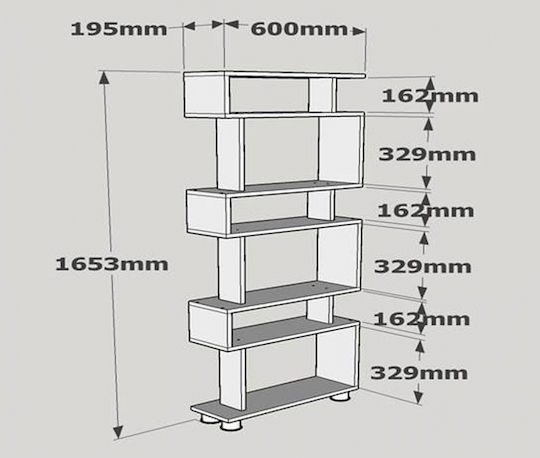 Bookcase Blok Walnut White 60x19.5x165cm