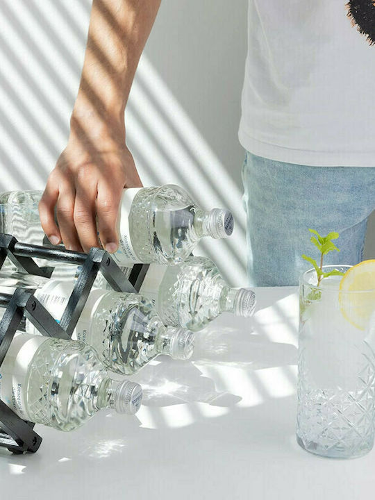 Navaris Tabletop Suport pentru Sticle Lemn pentru 5 Sticle Neagră 45x12x15.2εκ.