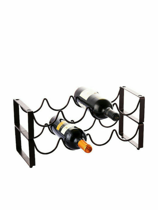 Lalos Tischplatte Flaschenhalter Metallisch für 4 Flaschen Dark Brown 44x17x10εκ.