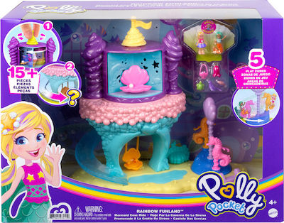 Mattel Miniatur-Spielzeug Polly Pocket Regenbogen-Funland Meerjungfrauenbucht-Fahrt für 4+ Jahre