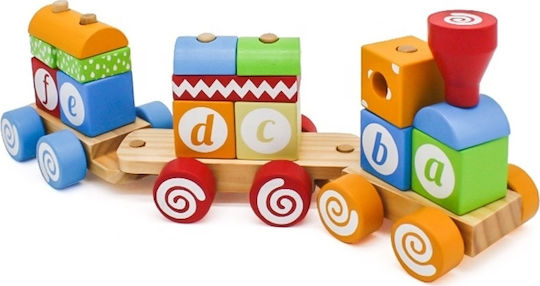 Eva Toys Vehicle Educational Pull-Along Train ABC Train made of Wood for 24++ Months